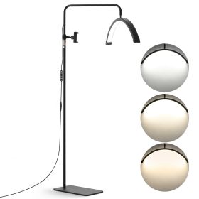 VEVOR Half Moon Light for Esthetician, 23 inch Dimmable LED Floor Lamp Lash Light for Eyelash Extensions, Arched Eyelash Lamp with Phone Holder