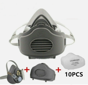 Half Face Gas Mask Cover PRO Respirator 3200 Dust Mask Safety 10 Filters For Sanding Woodworking (Option: 1PC)